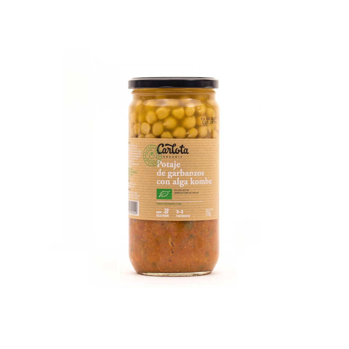 Potaje de garbanzos con alga kombu Bio 720g Carlota Organic