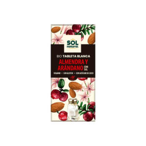 Tableta chocolate blanco almendra salada y arandano bio 70g Sol Natural